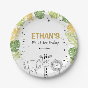 Jungle animals birthday Paper Plates Safari Zoo