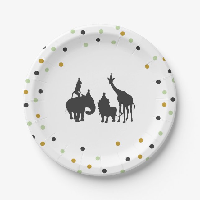 Jungle animals birthday Paper Plates Safari Zoo (Front)