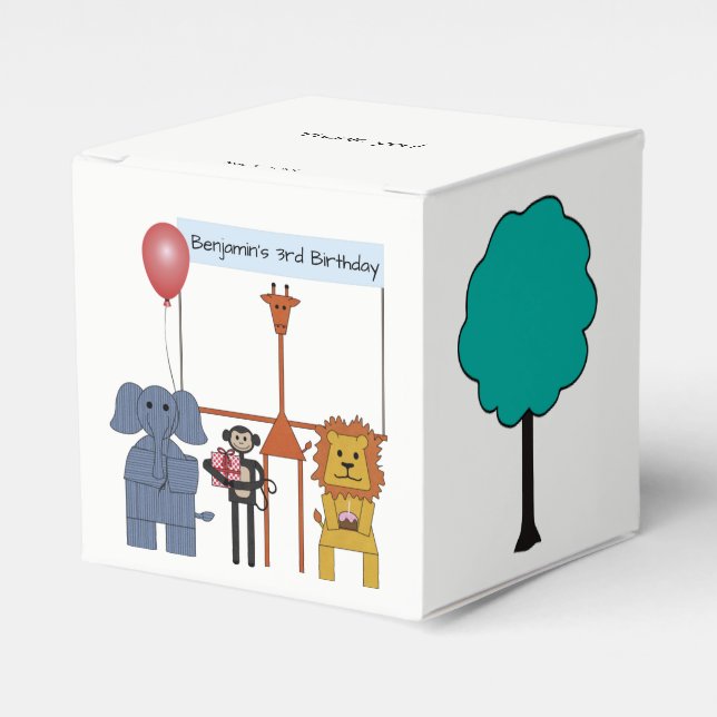Jungle Animals Birthday Party Favour Box (Front Side)