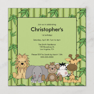 Jungle Animals Birthday Party Invitation