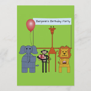 Jungle Animals Birthday Party Invitation - No. 1