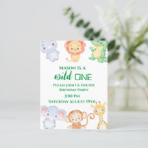 Jungle Animals Birthday Party Invitation Postca