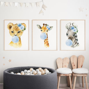 Jungle Animals, Blue Bubble Gum, Boy Nursery