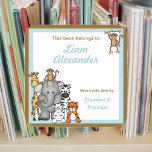 Jungle Animals Book Plates Blue Boy BOOKPLATE Square Sticker<br><div class="desc">Our cute jungle animals are available on many items.  Please visit our store for coordinating items.  Contact us anytime with questions.</div>