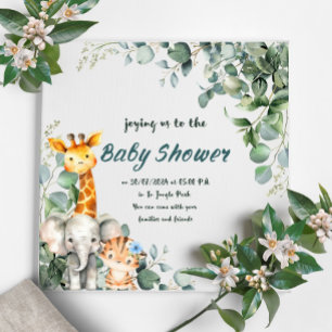 Jungle Animals Boy Baby Shower Invitation