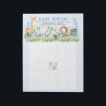 Jungle Animals Boys Baby Shower Bingo Game Notepad<br><div class="desc">Baby shower bingo game tear pad featuring adorable jungle animals including an elephant,  lion,  giraffe & rhino with a light blue background .</div>