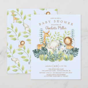 Jungle Animals Boys Baby Shower Invitation