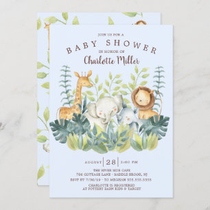 Jungle Animals Boys Baby Shower Invitation