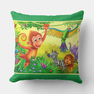 Jungle animals children's large pillow