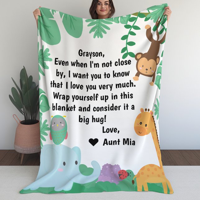 Jungle Animals Custom Message or Letter Fleece Blanket (Jungle Animals Custom Message or Letter Fleece Blanket (L))