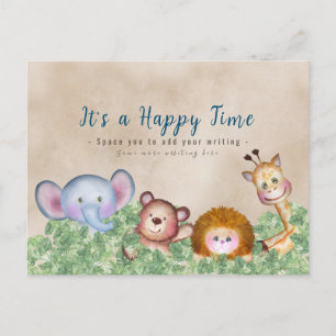 Jungle animals cute   For train engine photo theme Postcard