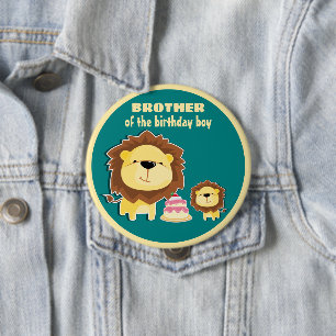 Jungle animals cute lion cub kids birthday cake 10 cm round badge
