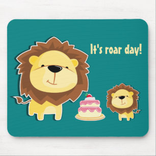 Jungle animals cute lion cub kids birthday cake  mouse pad
