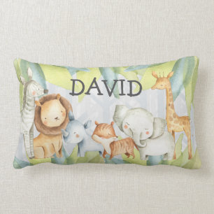 Jungle Animals Cute Safari Personalised Lumbar Cushion