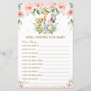 Jungle Animals Floral Well Wishes for Baby Card