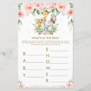 Jungle Animals Floral What's In the Bag Game 