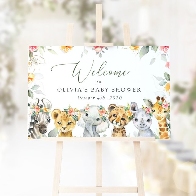 Jungle Animals, Flowers, Baby Shower Welcome Poster (Creator Uploaded)