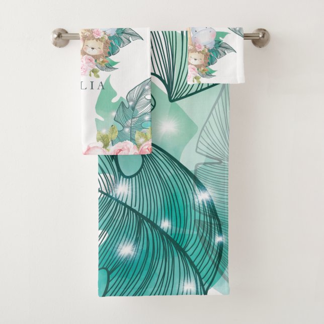 Jungle Animals Gift for Girls Bath Towel Set (Insitu)