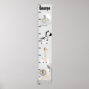 Jungle Animals Gray Growth Chart Keep at 8x44!
