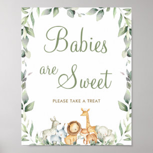 Jungle Animals Greenery Babies are Sweet Treat Poster
