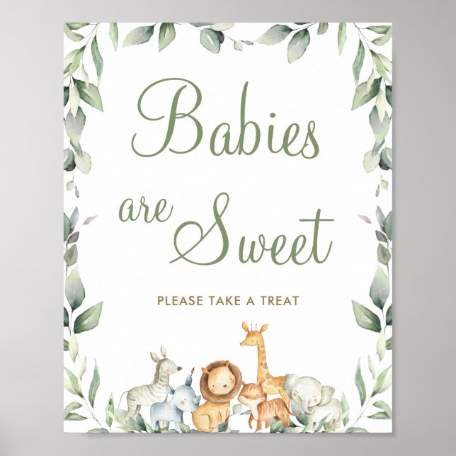 Jungle Animals Greenery Babies are Sweet Treat  Poster (Front)