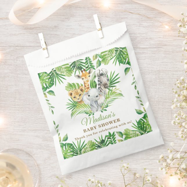 Jungle Animals Greenery Baby Shower Birthday Favour Bag (Clipped)
