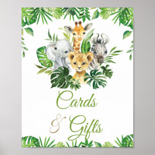 Jungle Animals Greenery Baby Shower Cards & Gifts Poster