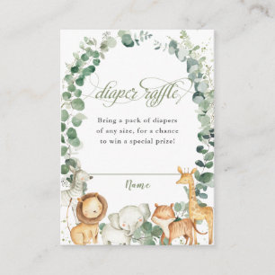 Jungle Animals Greenery Diaper Raffle Ticket Enclosure Card