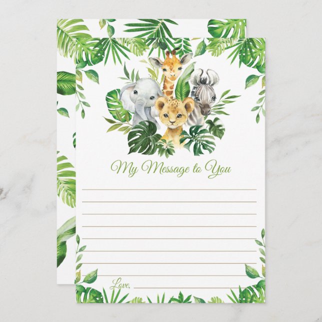 Jungle Animals Greenery Time Capsule Message Card (Front/Back)