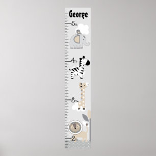 Jungle Animals Grey Growth Chart Keep at 8x44!