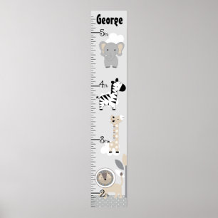 Jungle Animals Grey Growth Chart Keep at 8x44!