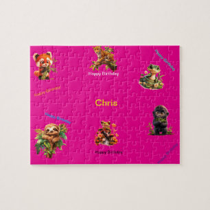  Jungle Animals "Happy Birthday"  Jigsaw Puzzle