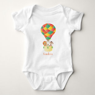 Jungle Animals Hot Air Balloon Colourful Baby Bodysuit