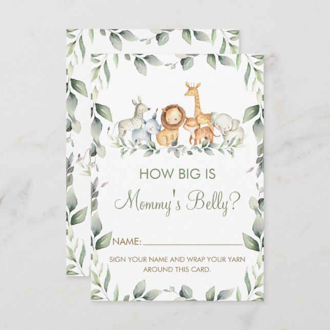 Jungle Animals How Big is Mummy's Belly Game Card (Front/Back)