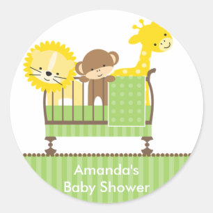 Jungle Animals in a Crib (Green) Stickers