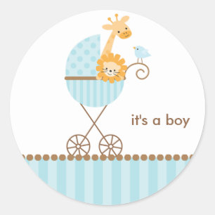 Jungle Animals in Blue Stroller Stickers