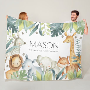 Jungle animals large safari blanket for kids