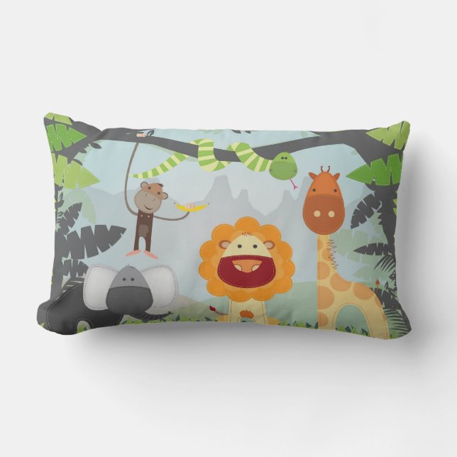Jungle Animals Lumbar Cushion (Front)