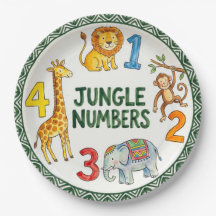 Jungle Animals & Numbers Cute Learning Paper Plate
