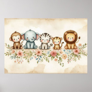 Jungle Animals Nursery Poster