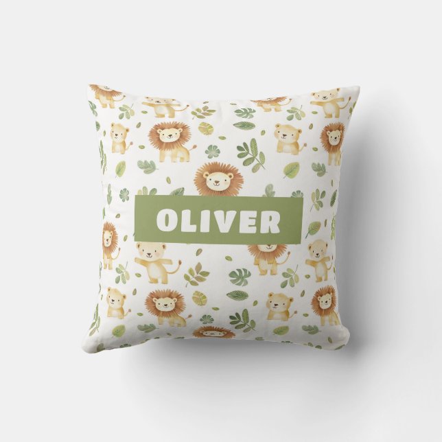 Jungle Animals Nursery Room Cute Wildlife Pattern Cushion (Back)