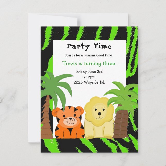 Jungle Animals Party Invitation (Front)