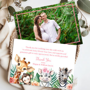 Jungle Animals Photo Baby Shower Thank You Card