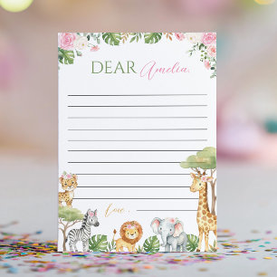 Jungle Animals Pink Time Capsule Note Message Card