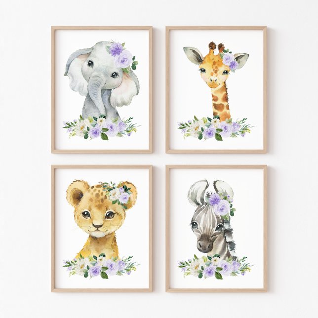 Jungle Animals, Purple Flowers, Gender Neutral (Creator Uploaded)