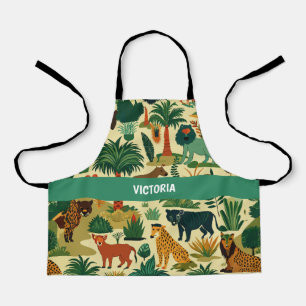 Jungle Animals Retro Custom Pattern Apron