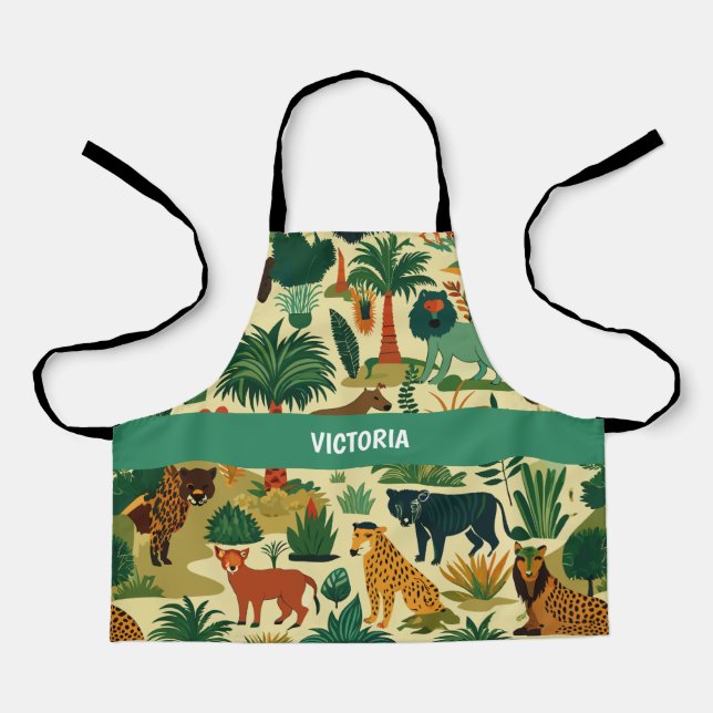 Jungle Animals Retro Custom Pattern Apron (Front)