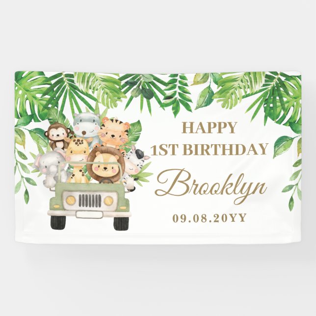 Jungle Animals Safari Adventure Car Party Backdrop Banner (Horizontal)