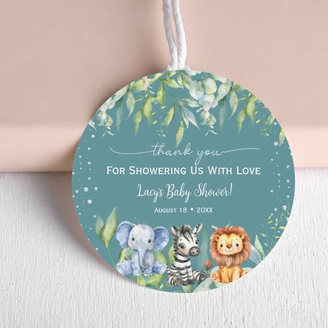 Jungle Animals Safari  Baby Shower   Classic Round Sticker (Creator Uploaded)