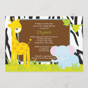 Jungle Animals Safari Baby Shower Invitation